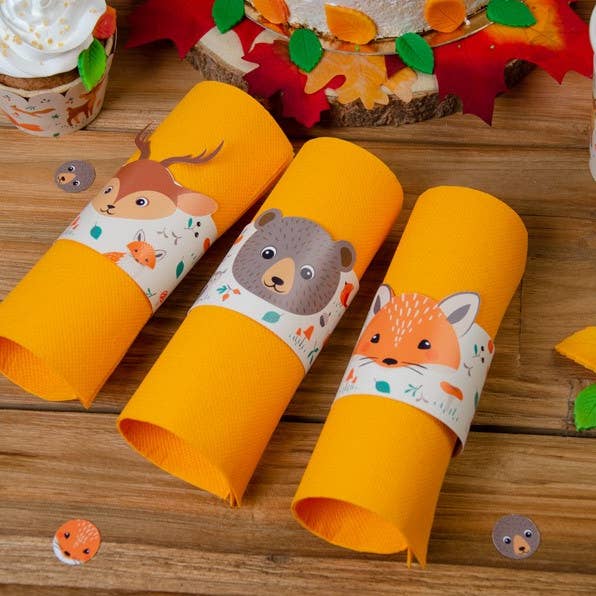 Serviettenringe mit Bär, Fuchs und Hirsch für umweltfreundliche Partys